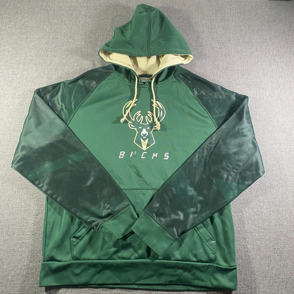 Majestic Milwaukee Bucks Pullover Hoodie Sweatshirt‎ Mens Size Medium Green